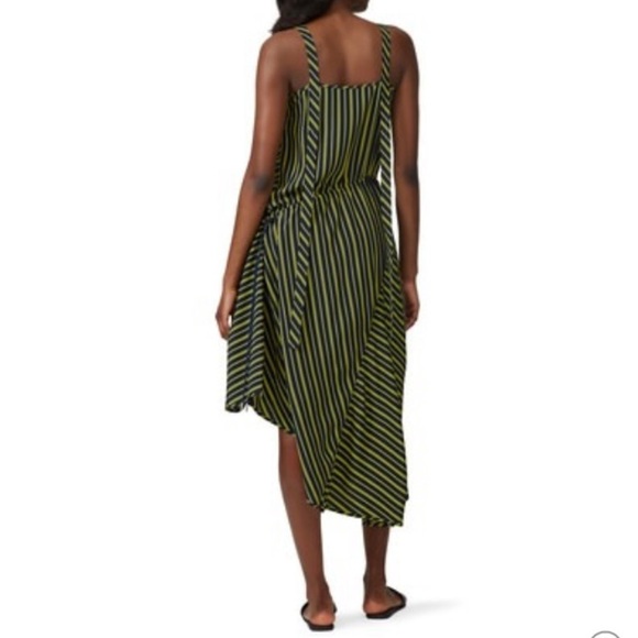 Nina Ricci Silk Striped Asymmetric Midi sleeveless Dress Size 36 US 4-6 - Picture 3 of 12